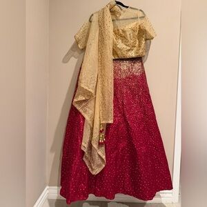 Elegant Red and Gold Lehenga